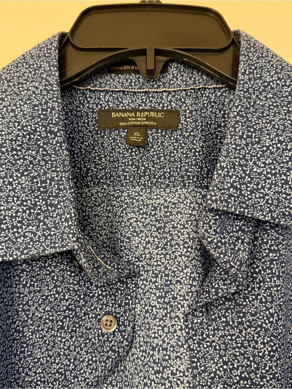 Banana Republic Navy Blue Micro-Print Long Sleeve Button-Up Shirt